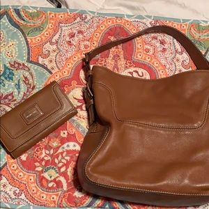 Michael Kors Leather Hobo Handbag &matching Wallet